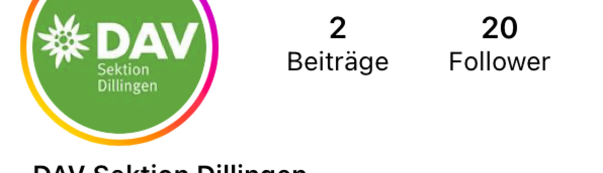 Screenshot des Instagram-Profiles der DAV-Sektion Dillingen | © DAV Dillingen